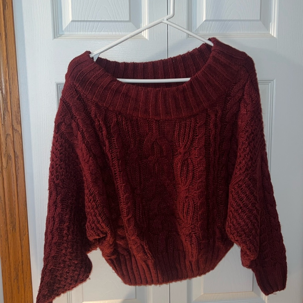 Anthropologie Red Knit Long sleeved sweater Size XS